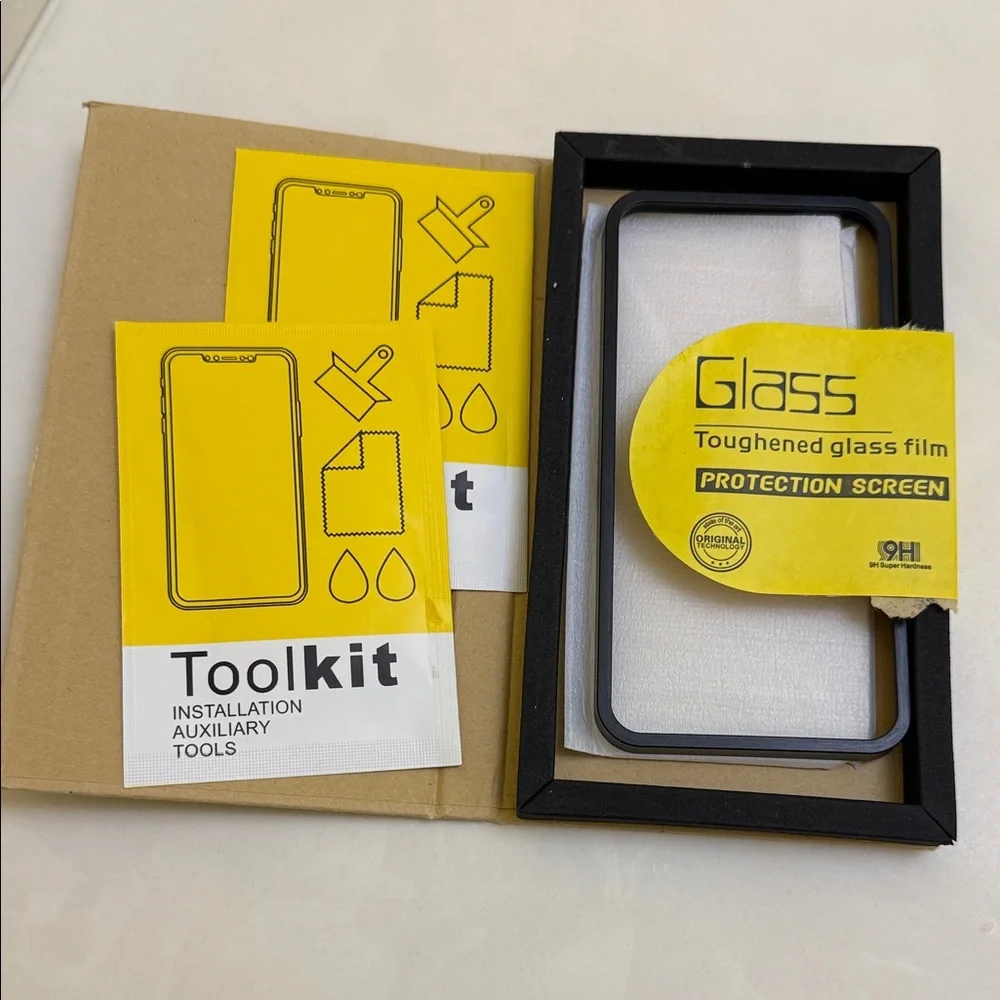 One Tempered Glass Screen Protector with Black Frame